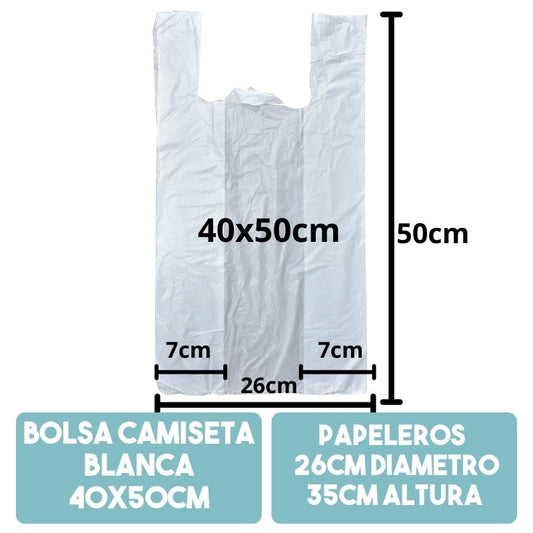 Bolsa Camiseta Blanca (Paquetes 100 unidades)