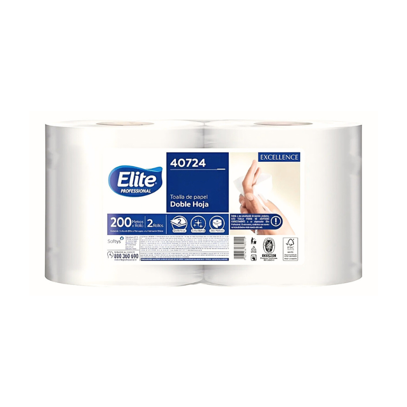 Toalla de Papel Elite Doble Hoja 2x200m