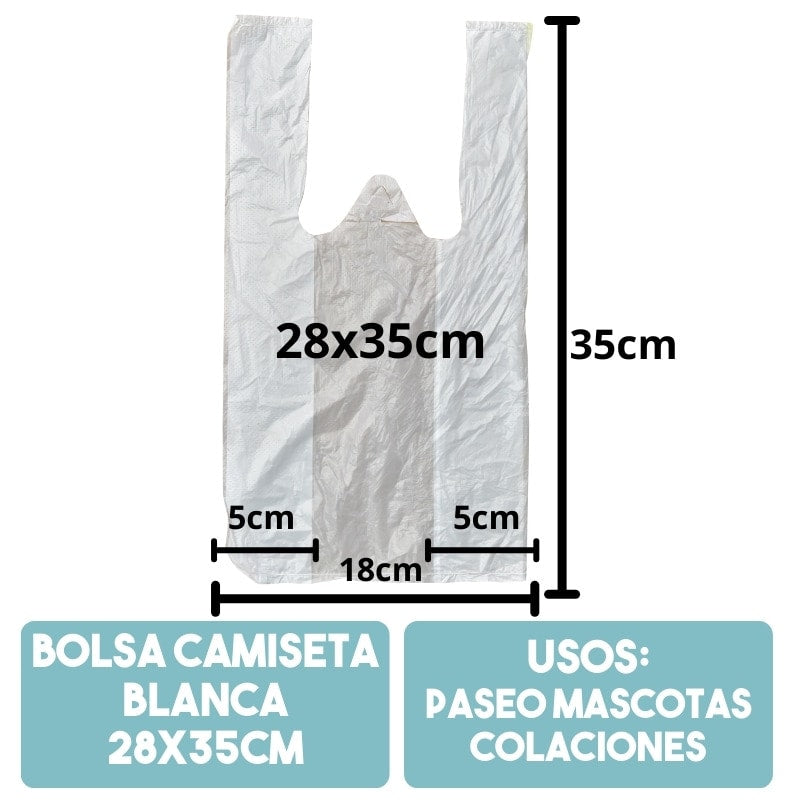 Bolsa Camiseta Blanca (Paquetes 100 unidades)