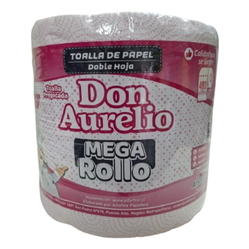 Toalla de Papel Don Aurelio Doble Prepicada Mega Rollo 1x78m