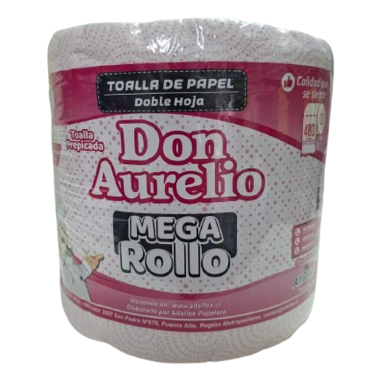 Toalla de Papel Don Aurelio Doble Prepicada Mega Rollo 1x78m