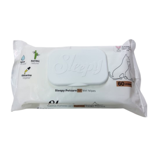 Toallitas Humedas Sleepy para perros y gatos 60 un.