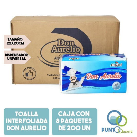 Toalla Interfoliada Don Aurelio Doble Hoja 22x20 cm 250 un