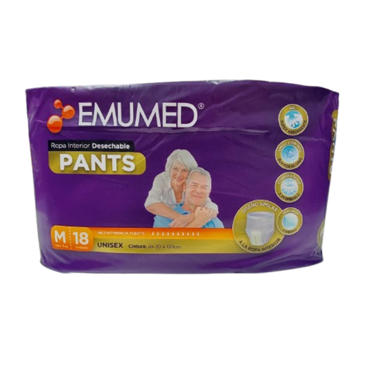 Pañales Adulto Emumed Pants Unisex Talla M  18 unidades